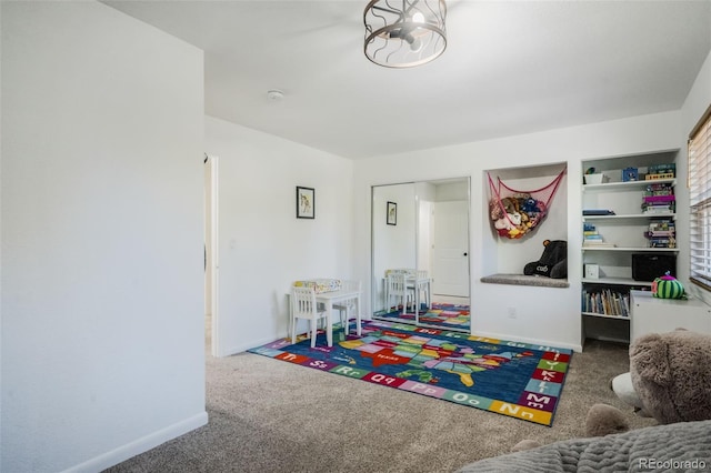 rec room with carpet flooring