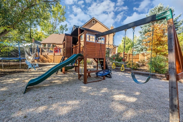 view of playground featuring a trampoline