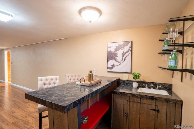2744 S Newton Way, Denver, CO 80236 - bar with light wood finished floors, a sink, and baseboards