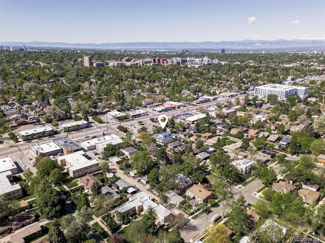 1543 Glencoe St, Denver, CO 80220 - aerial view of property and surrounding area featuring a mountain backdrop