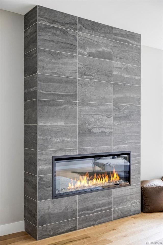 1543 Glencoe St, Denver, CO 80220 - detailed view of a large fireplace and wood finished floors