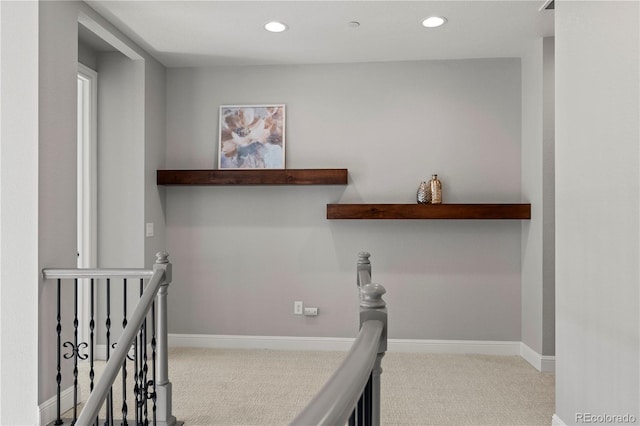 6877 Northstar Ct, Castle Rock, CO 80108 - hall featuring an upstairs landing, carpet, and recessed lighting