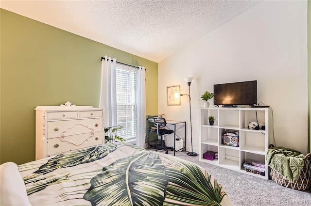 8252 S Fillmore Cir, Centennial, CO 80122 - carpeted bedroom featuring vaulted ceiling and a textured ceiling
