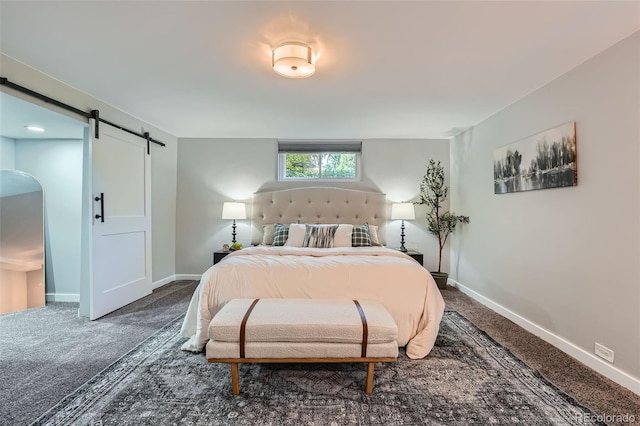 3530 E 8th Ave, Denver, CO 80206 - carpeted bedroom with a barn door and baseboards