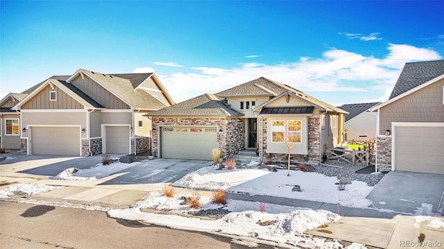 craftsman house with a garage