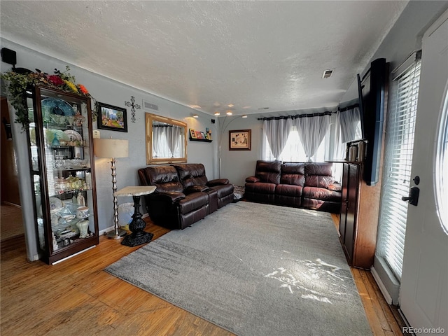 329 6th St, Hugo, CO 80821 - living area featuring wood finished floors and a textured ceiling