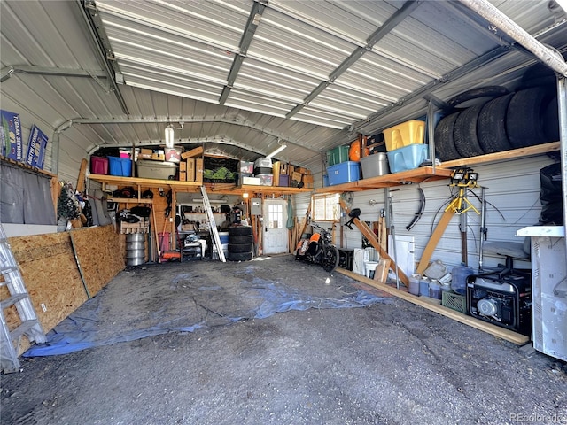 garage featuring metal wall