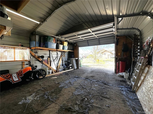 garage with metal wall