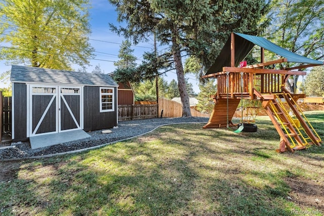 8242 E Briarwood Pl, Centennial, CO 80112 - view of play area with a storage unit and an outdoor structure