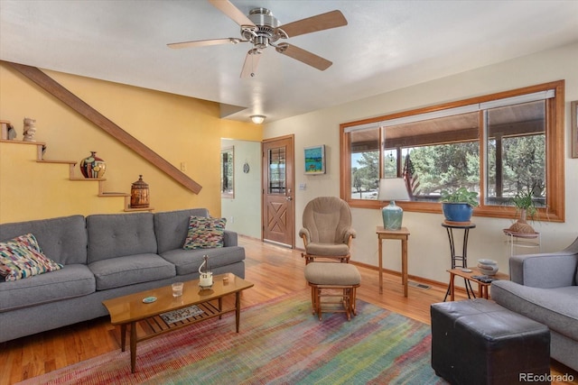 15700 County Road 352, Buena Vista, CO 81211 - living room featuring wood finished floors and ceiling fan
