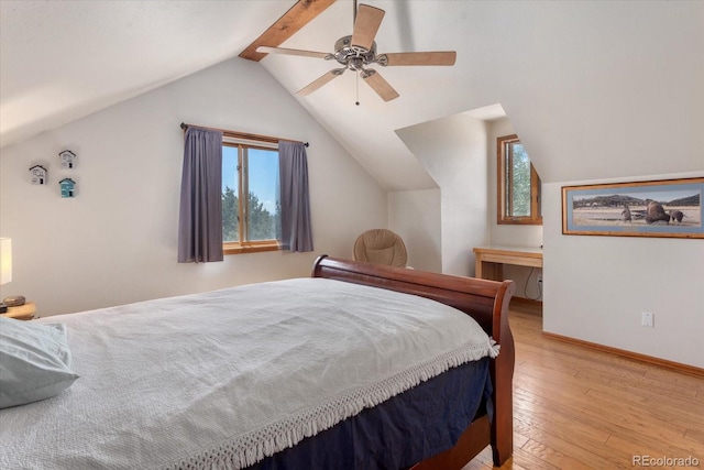 15700 County Road 352, Buena Vista, CO 81211 - bedroom with light wood-type flooring, lofted ceiling, and ceiling fan