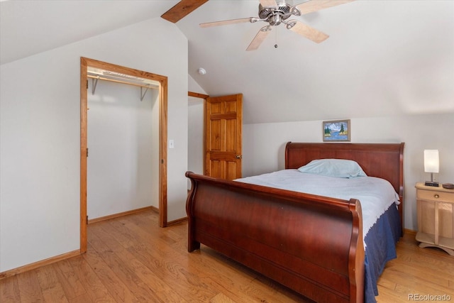 15700 County Road 352, Buena Vista, CO 81211 - bedroom with light wood-style floors, vaulted ceiling, and ceiling fan