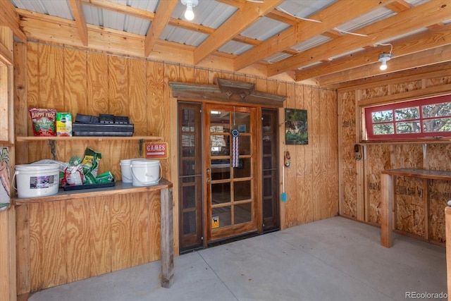 15700 County Road 352, Buena Vista, CO 81211 - interior space with unfinished concrete floors and wooden walls