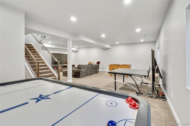 playroom featuring baseboards and recessed lighting