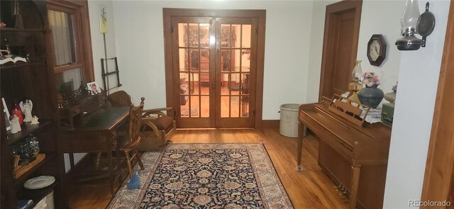 interior space featuring french doors and light wood-type flooring