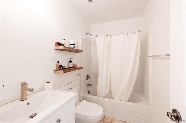 661 Snowberry St, Longmont, CO 80503 - bathroom with shower / bath combo, visible vents, a sink, and toilet