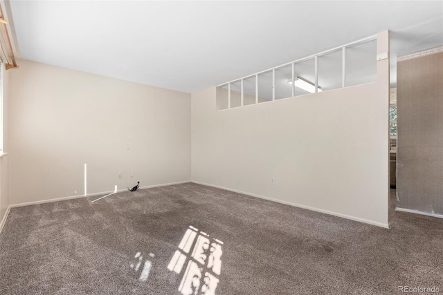 spare room featuring baseboards and carpet flooring