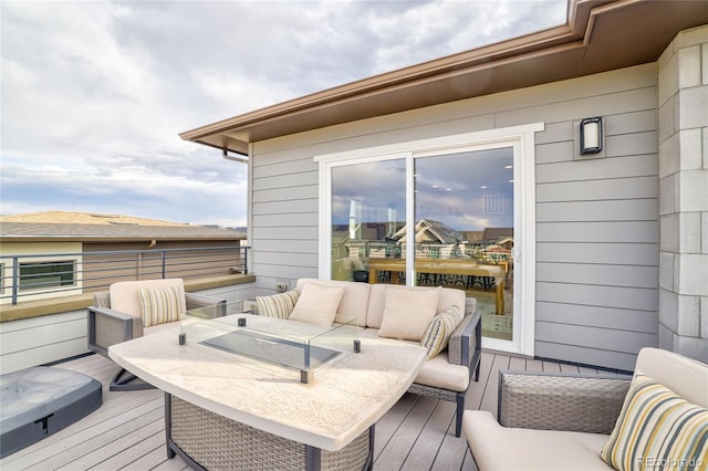 wooden deck with outdoor lounge area