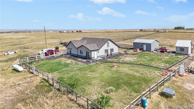 bird's eye view with a rural view