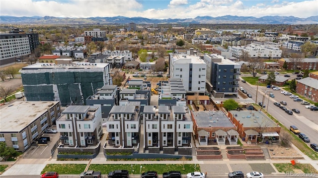 aerial view with a mountain view