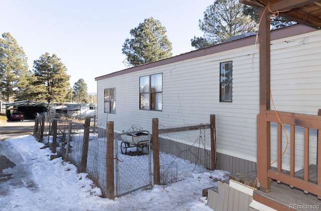 view of snowy exterior