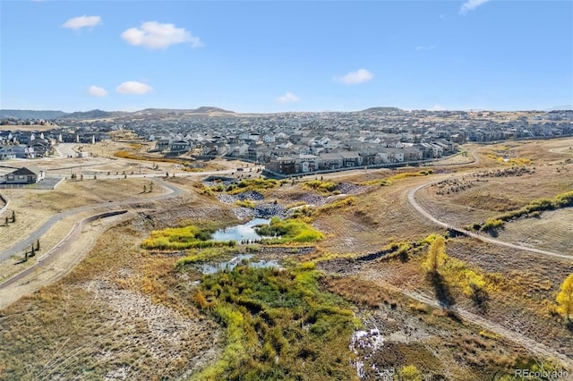 aerial view with a mountain view