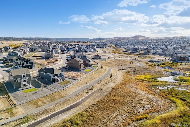 bird's eye view with a mountain view