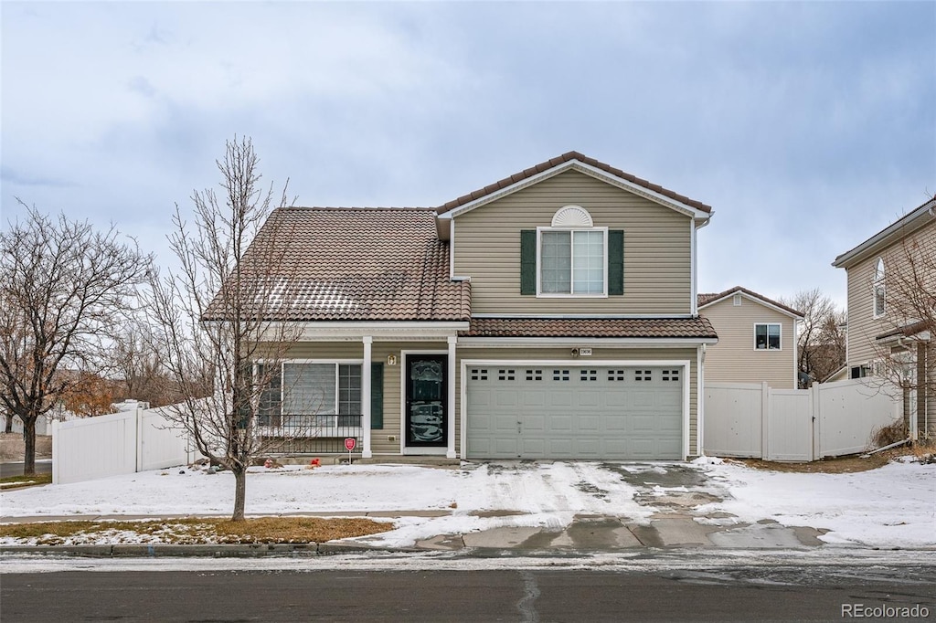 view of property with a garage