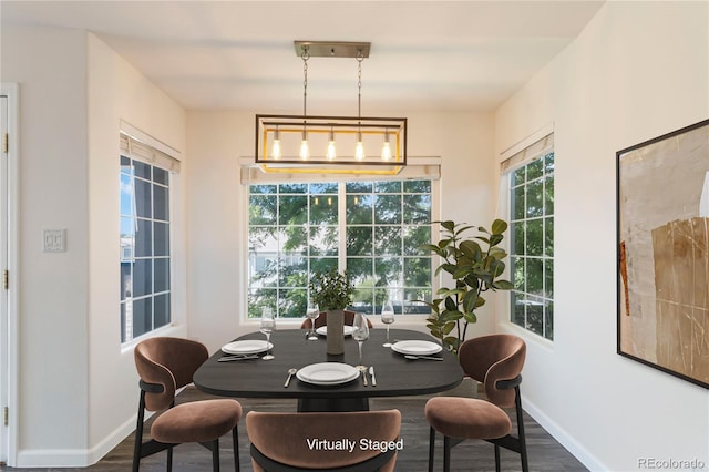 3825 Canyon Ranch Rd Unit 203, Highlands Ranch, CO 80126 - dining area featuring wood finished floors and baseboards