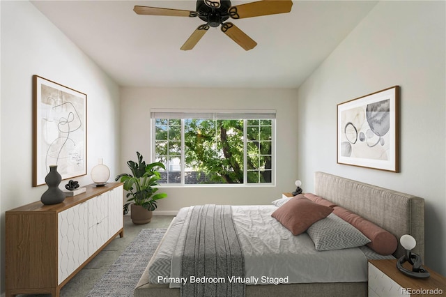 3825 Canyon Ranch Rd Unit 203, Highlands Ranch, CO 80126 - carpeted bedroom featuring a ceiling fan