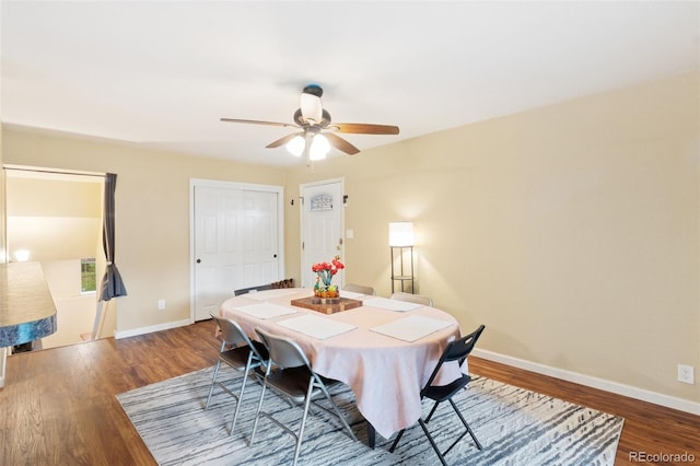 1209 Maxwell St, Colorado Springs, CO 80906 - dining area with a ceiling fan and wood finished floors