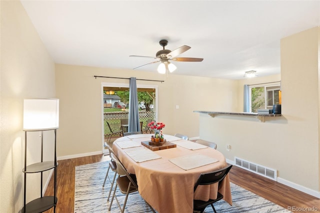 1209 Maxwell St, Colorado Springs, CO 80906 - dining space featuring ceiling fan and wood finished floors