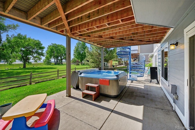 4814 S Upham Ct, Littleton, CO 80123 - view of patio with a hot tub and stairs