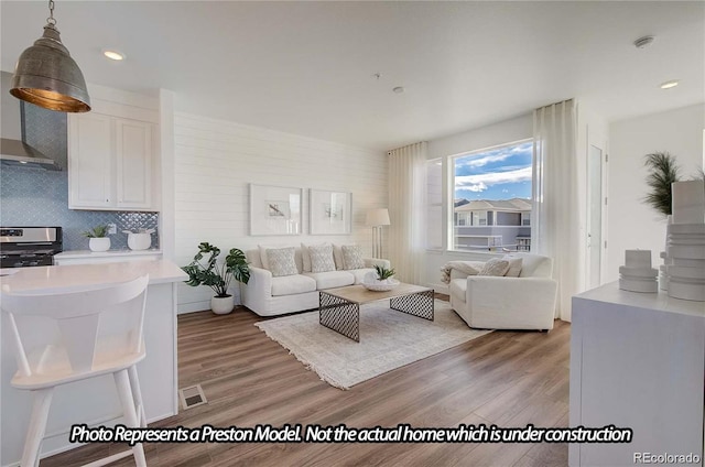 living room featuring light hardwood / wood-style floors