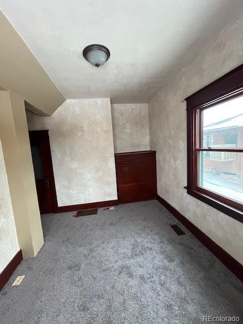 bonus room with vaulted ceiling and carpet floors