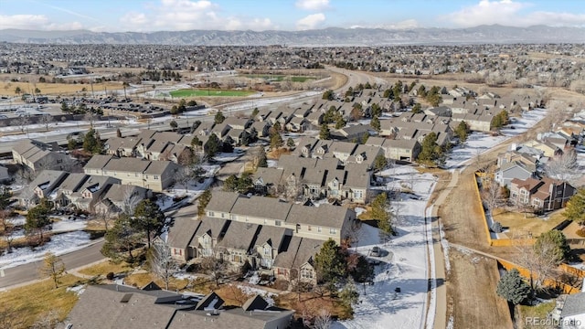 bird's eye view with a mountain view