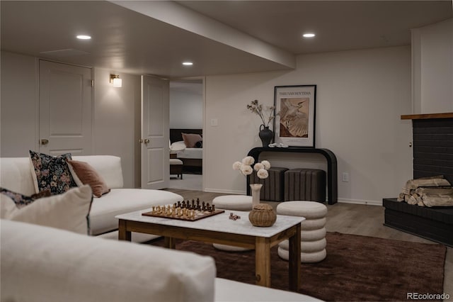 living room featuring light wood-type flooring