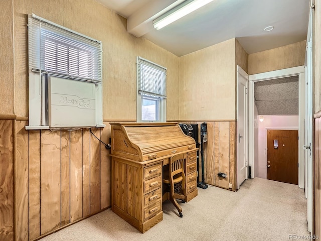 office area featuring light colored carpet and plenty of natural light