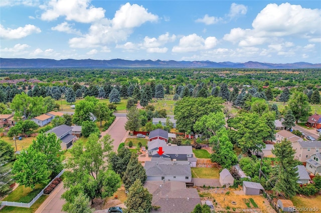 drone / aerial view with a mountain view