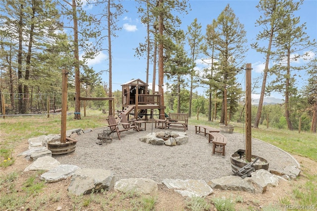 29266 S Sunset Trl, Conifer, CO 80433 - view of play area with an outdoor fire pit
