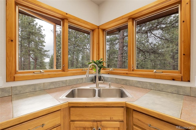 29266 S Sunset Trl, Conifer, CO 80433 - kitchen featuring a sink and tile countertops