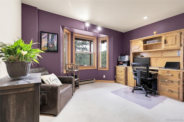 29266 S Sunset Trl, Conifer, CO 80433 - home office featuring light colored carpet and a baseboard radiator