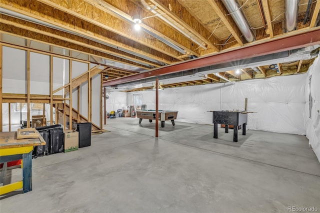 2938 S Zeno Way, Aurora, CO 80013 - unfinished basement with billiards