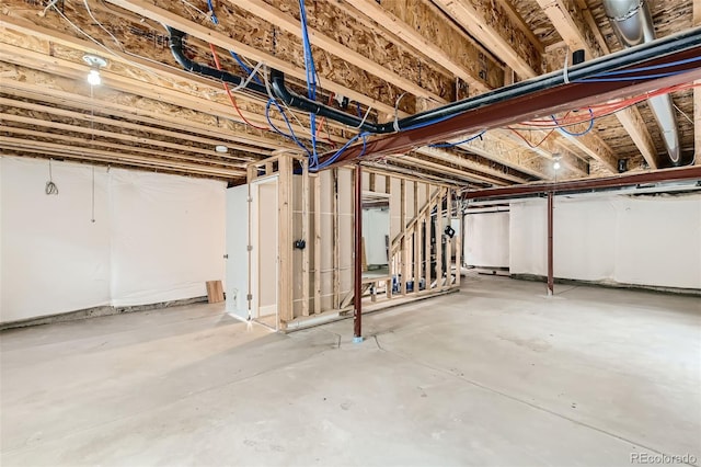 view of unfinished basement