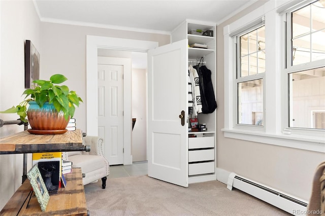 closet with a baseboard radiator