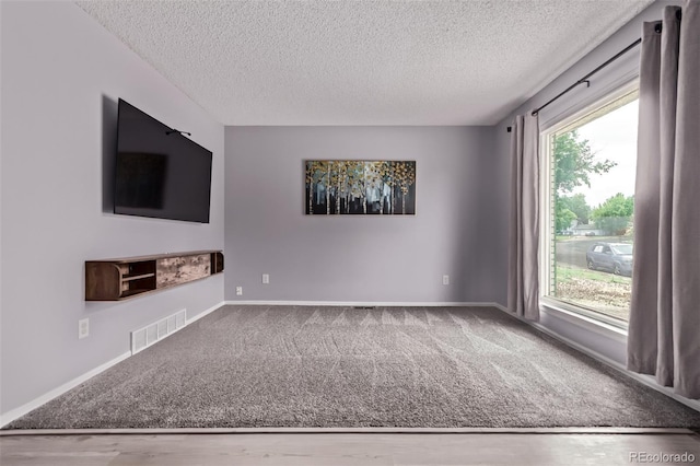 2212 S Naples Way, Aurora, CO 80013 - unfurnished living room featuring a textured ceiling and carpet flooring