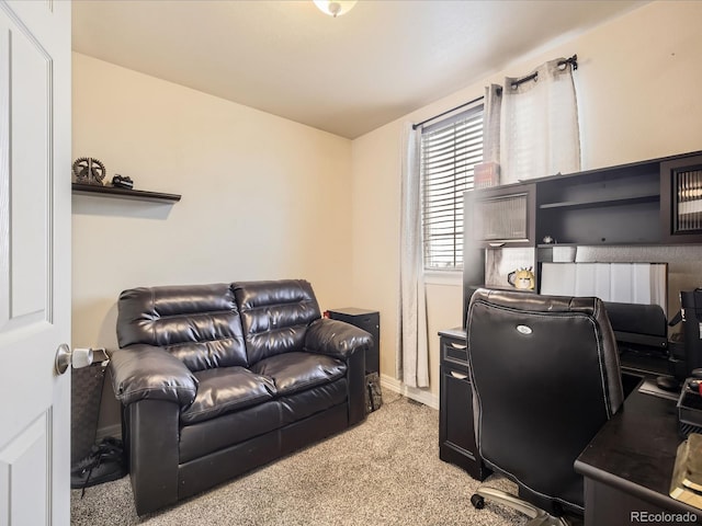 view of carpeted home office