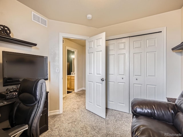 view of carpeted office space