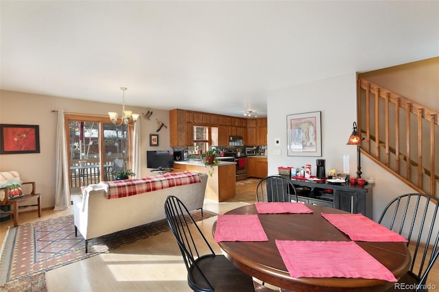 dining area with a chandelier