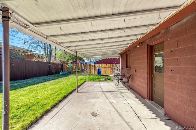 view of patio featuring a fenced backyard